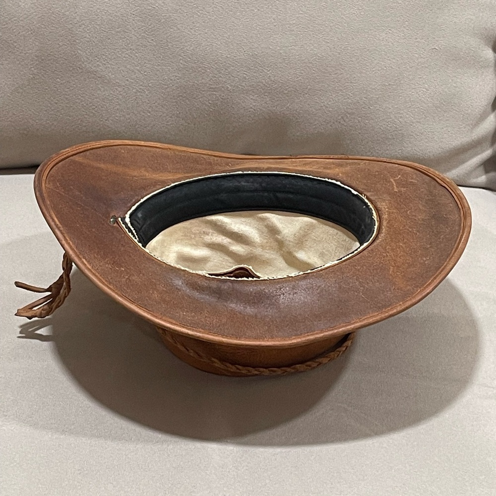 Women’s Leather Cowboy Western Hat With Braided Band Vintage Classic Brown M - Picture 10 of 11